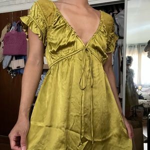 Vintage y2k chartreuse mini dress